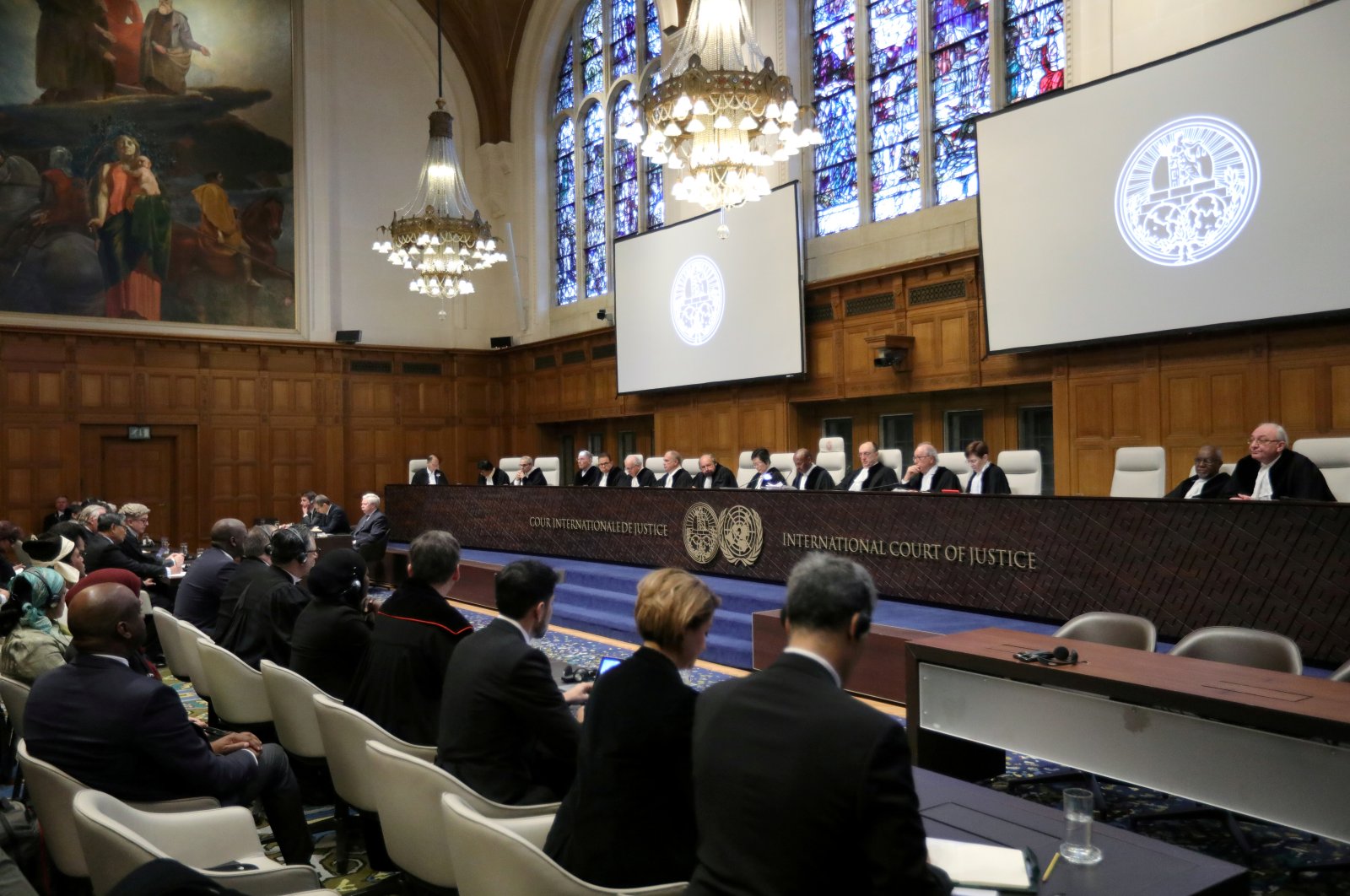 General view of the court during the ruling in a case filed by Gambia against Myanmar alleging genocide against the minority Muslim Rohingya population, at the International Court of Justice (ICJ) in The Hague, Netherlands on Jan. 23, 2020. (Reuters Photo)