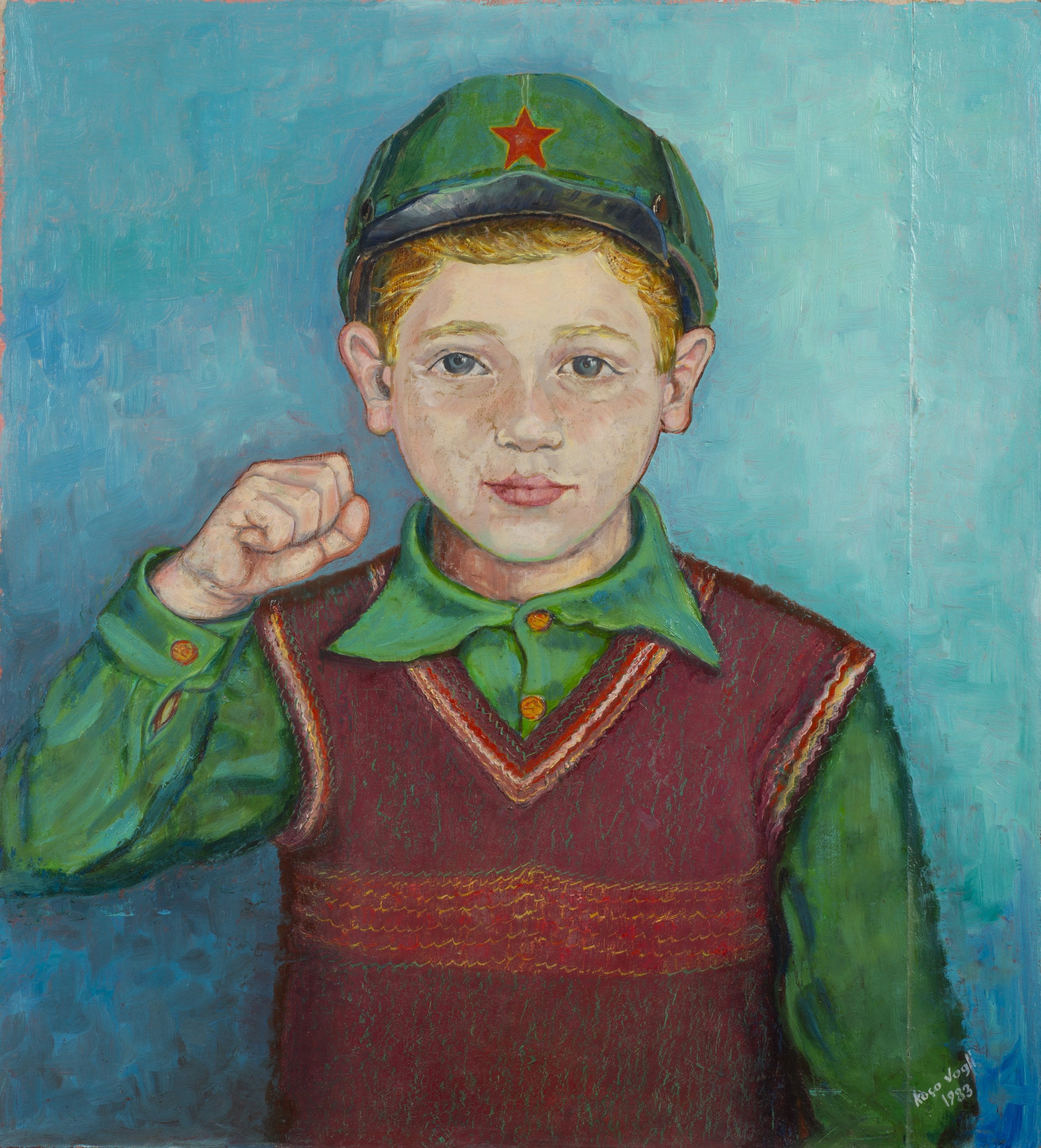 Koço Vogli, 'I Am a Soldier,' 1983, oil on cardboard, 52 by 48 centimeters. (Courtesy of Pera Museum)