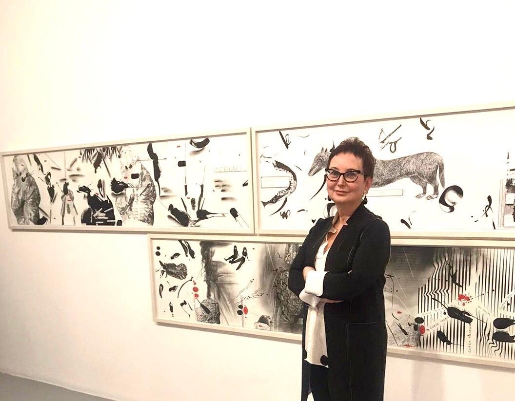 Inci Eviner poses with some of her works. (Courtesy of Eviner)