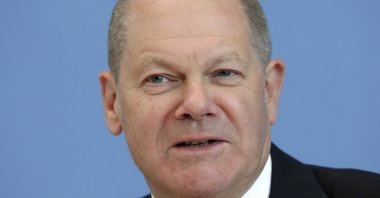 German Finance Minister Olaf Scholz addresses the media during a news conference in Berlin, Germany, May 14, 2020. (AP Photo)
