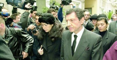 Kerope Çilingir (R) attends Matild Manukyan's funeral in Istanbul, Turkey, Feb. 22, 2001. (Photo by Recai Kömür)