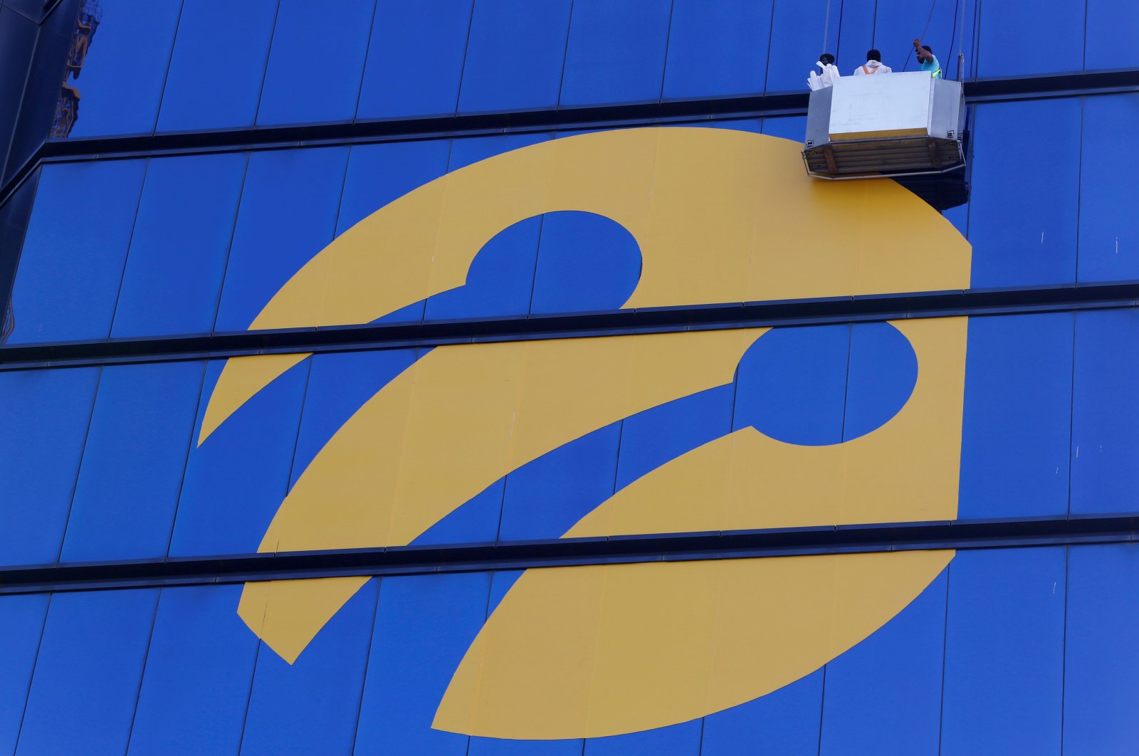 The logo of Turkcell on the Tat Towers in Istanbul, Turkey, June 29, 2016. (Reuters Photo)