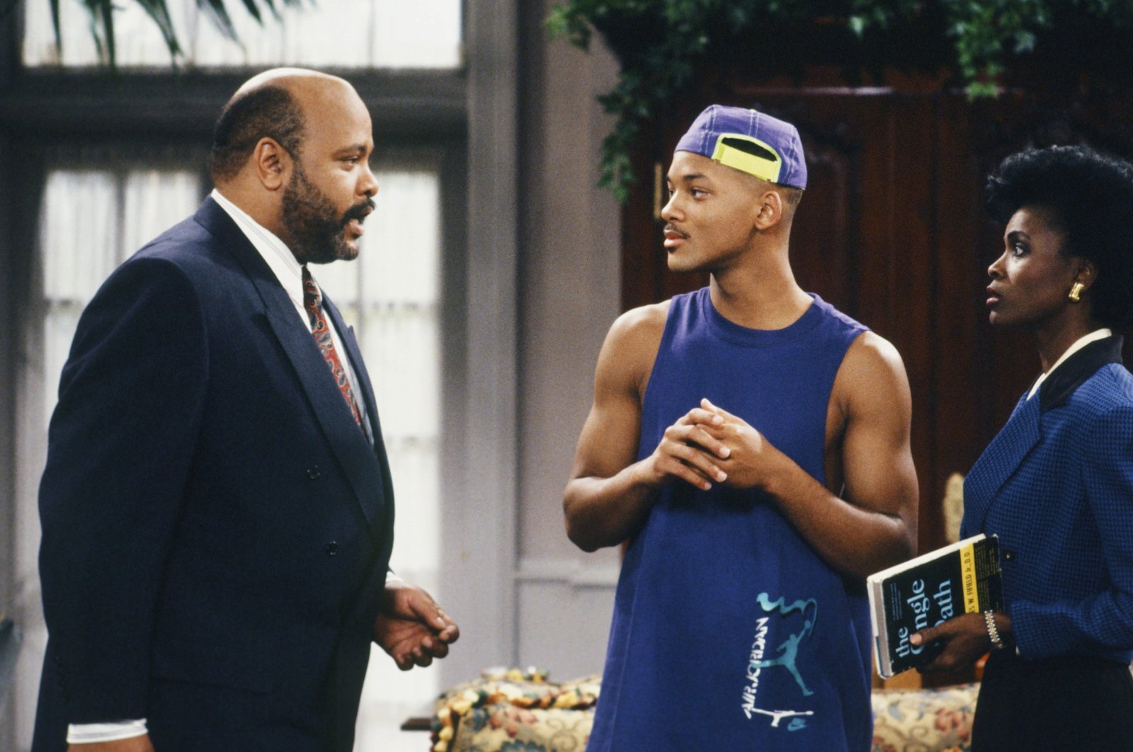 This photo provided by NBC shows (L-R) James Avery as Philip Banks, Will Smith as William "Will" Smith, and Janet Hubert as Vivian Banks, in Episode 7, "Def Poet's Society" from the TV series, "The Fresh Prince of Bel-Air." (AP PHOTO)