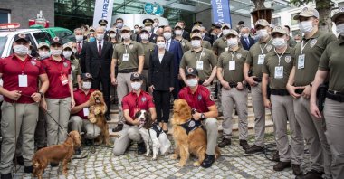 Trainees of the nature and animal police pose with Interior Minister Süleyman Soylu, in Ankara, Turkey, July 8, 2020. (AA Photo)