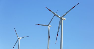 Wind turbines are seen in Turkey’s western province of Izmir, Aug. 17, 2020. (IHA)