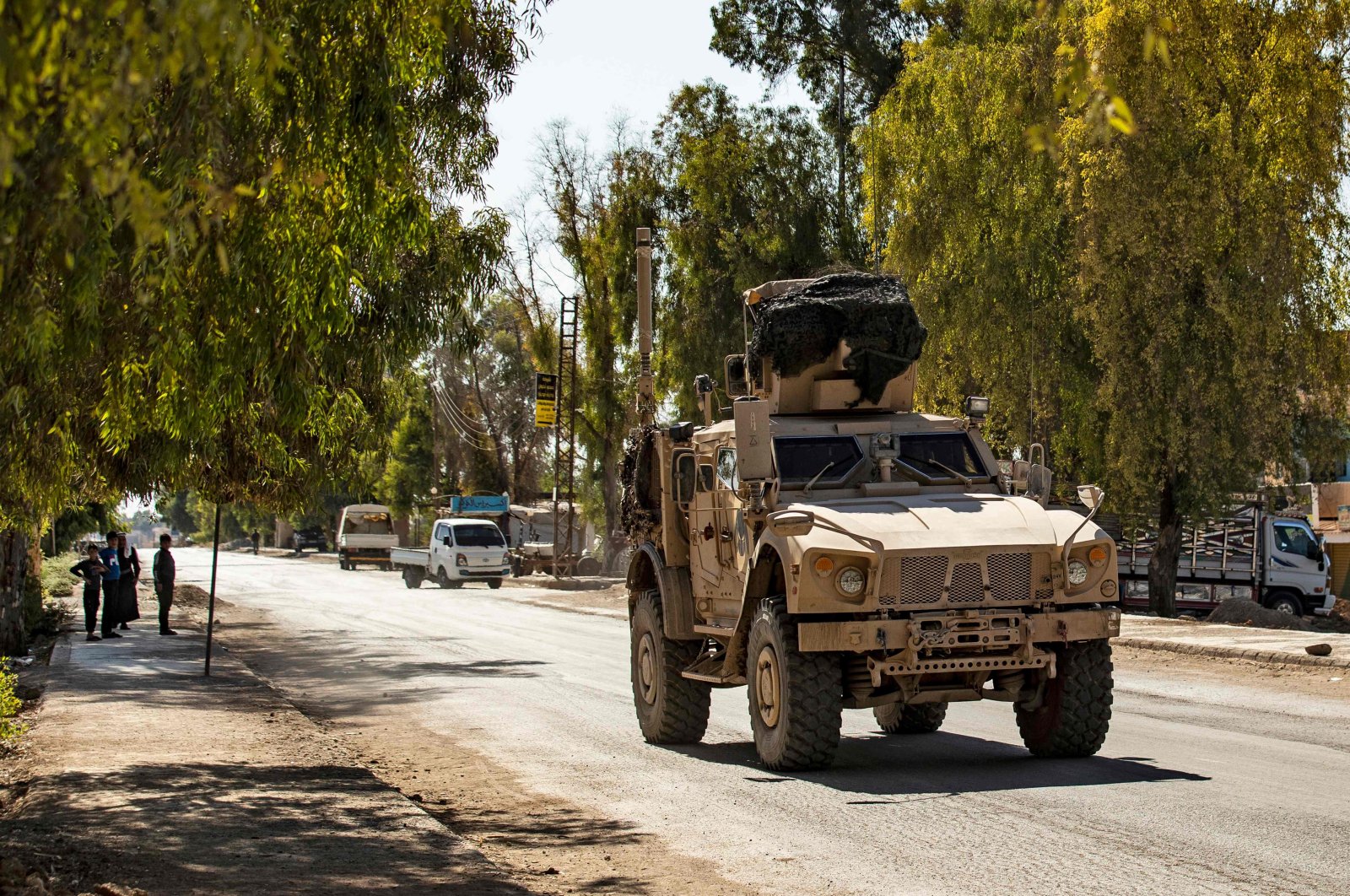 U.S. forces patrol the area of the town of Tal Tamr, in Syria's northeastern Hasakeh province, Aug. 17, 2020. (AFP Photo)