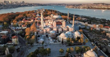 The aerial view of Hagia Sophia mosque in Istanbul, June 2, 2020. (AFP Photo)