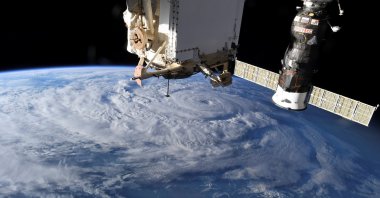 Hurricane Genevieve is seen from the International Space Station (ISS) orbiting Earth in an image taken by NASA astronaut Christopher J. Cassidy, Aug. 19, 2020. (NASA Photo via Reuters)