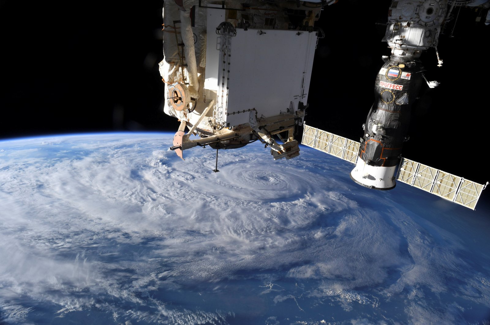 Hurricane Genevieve is seen from the International Space Station (ISS) orbiting Earth in an image taken by NASA astronaut Christopher J. Cassidy, Aug. 19, 2020. (NASA Photo via Reuters)