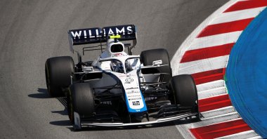 Williams' driver Nicholas Latifi steers his car during the Spanish Grand Prix race in Montmelo, Spain, Aug. 16, 2020. (AFP Photo)