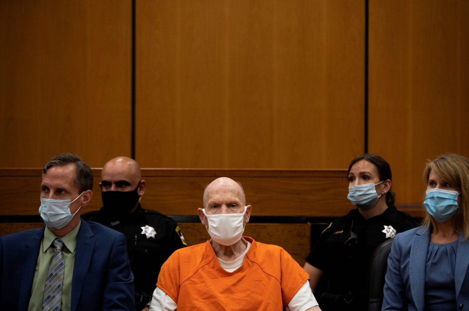 Joseph James DeAngelo, known as the Golden State Killer, looks away from the podium as people who DeAngelo victimized make their statements on the first day of victim impact statements at the Gordon D. Schaber Sacramento County Courthouse in Sacramento, California, U.S., Aug. 18, 2020. (Reuters Photo)