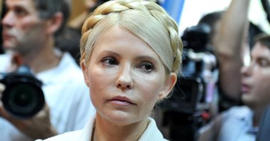 In this photograph taken on June 24, 2011 Ukraine's ex-prime minister Yulia Tymoshenko looks on at the beginning her court hearing in Kiev. (AFP Photo)