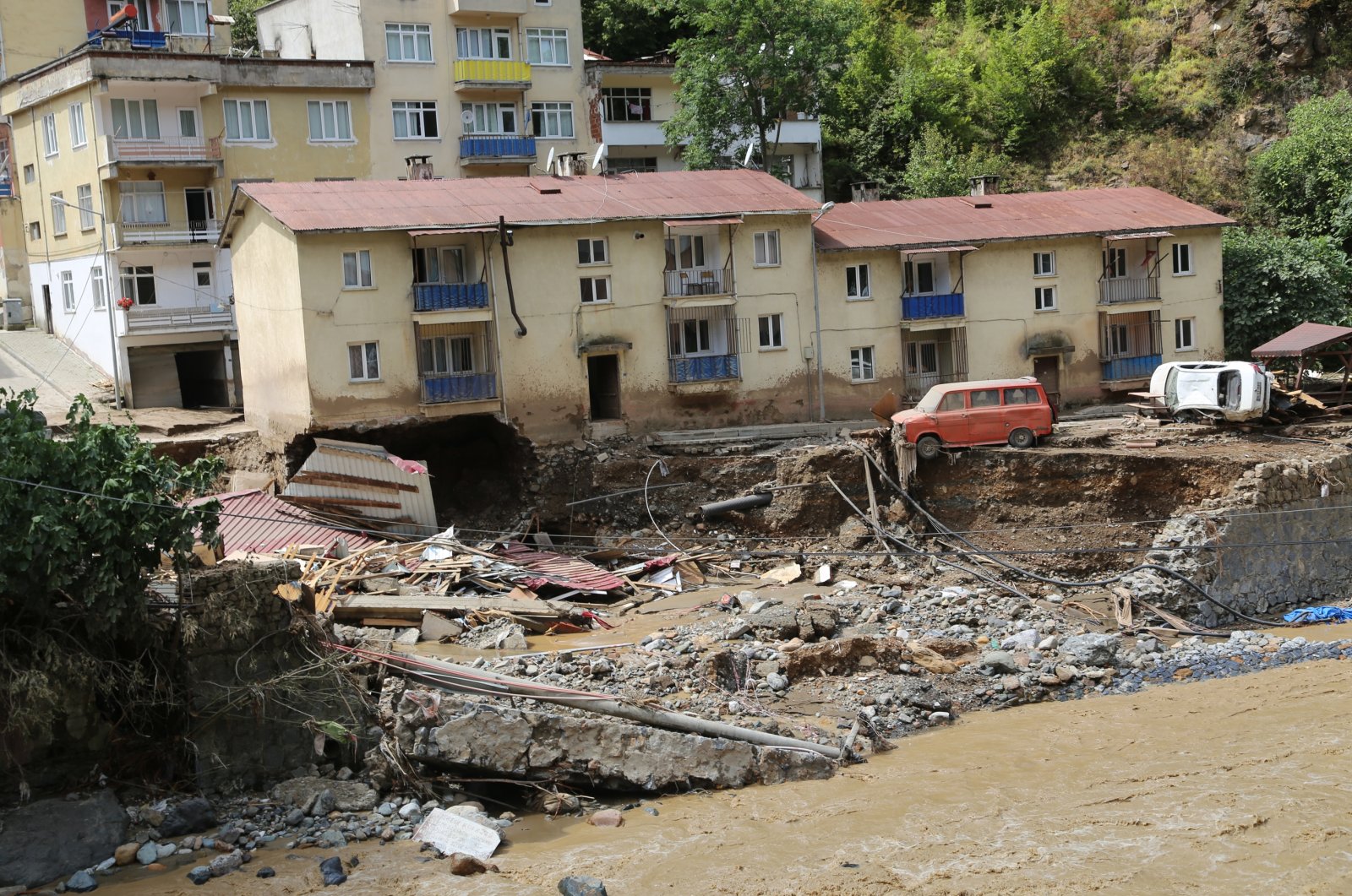 A general view of the destruction caused by the flash floods in Giresun, Turkey, Aug. 23, 2020. (AA Photo)