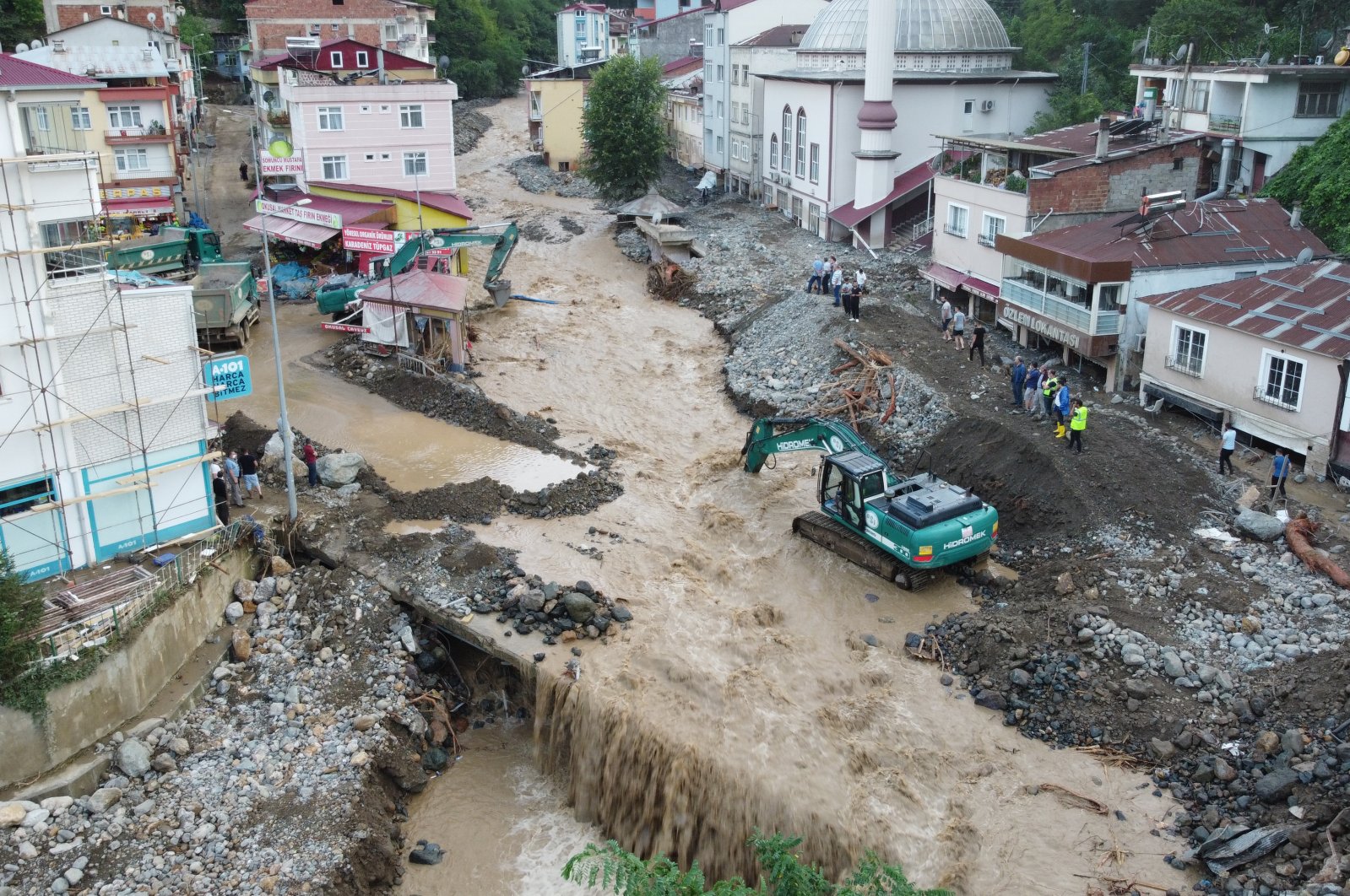 A bridge destroyed by flash floods in Giresun's Dereli district, northeastern Turkey, Aug. 23, 2020. (AA Photo)