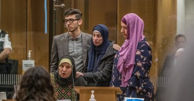 Maysoon Salama, mother of Ata Mohammad Ata Elayyan, who was killed in the shooting, gives a victim impact statement about the loss of her son during the sentencing of mosque gunman Brenton Tarrant at the High Court in Christchurch, New Zealand, Aug. 24, 2020. (Reuters Photo)