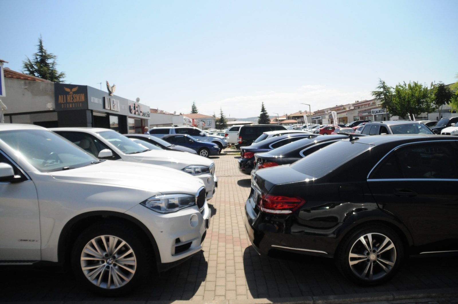 Rental passenger cars are parked at a showroom in Central Anatolian Eskişehir province in Turkey August 24 2020. (IHA Photo)