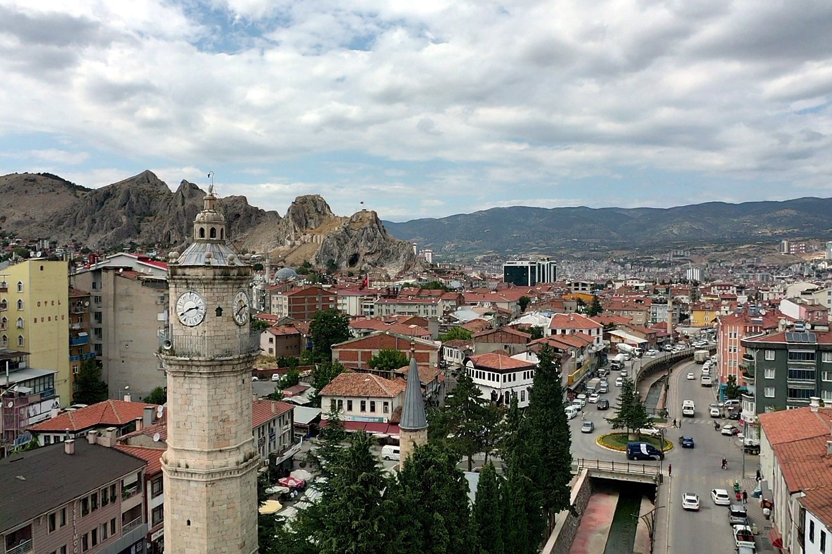 The clock tower in northern Tokat province can be seen from all parts of the city, Turkey, Aug. 24, 2020. (AA Photo)