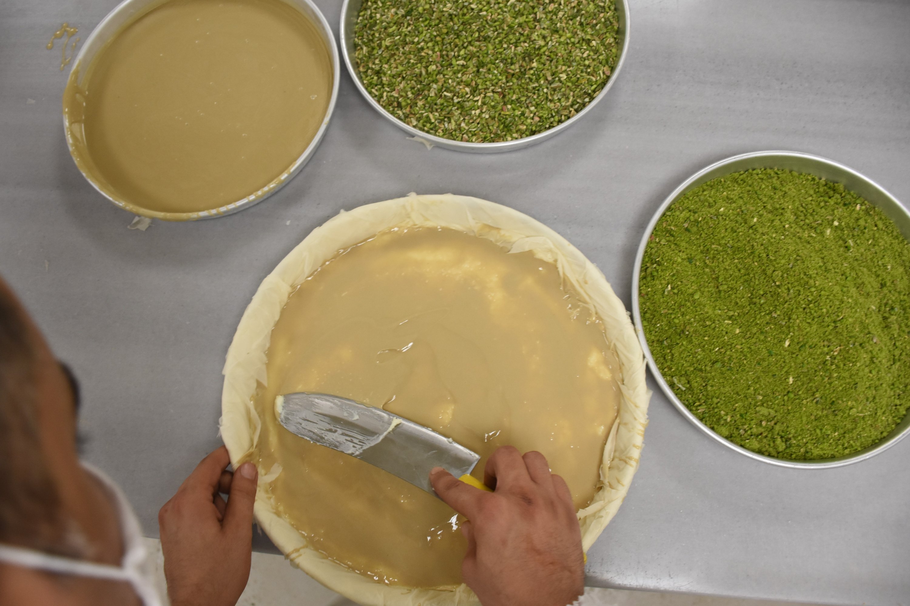 The new baklava, which combines classic pistachio baklava with clotted cream and tahini, has already proved a hit. (AA Photo)