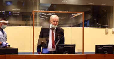 Former Bosnian Serb military leader Ratko Mladic arrives for his appeal hearing at the U.N. International Residual Mechanism for Criminal Tribunals, The Hague, the Netherlands, Aug. 25, 2020. (Reuters Photo)