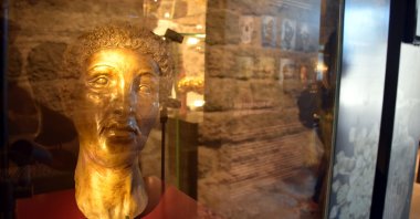 The original face mask of the "Carian Princess" made to adorn the skeleton.