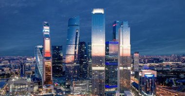 An aerial view of Moscow International Business Center, where Turkish contractors undertook several projects, Moscow, Russia, Aug. 21, 2020. (IHA Photo)