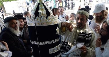 Ultra-Orthodox Jews pray during celebrations for the Jewish New Year in the small Ukrainian city of Uman, some 200 kilometers south of Kiev, Sept. 14, 2015. (Vasily Maximov Photo via AFP/Getty Images)