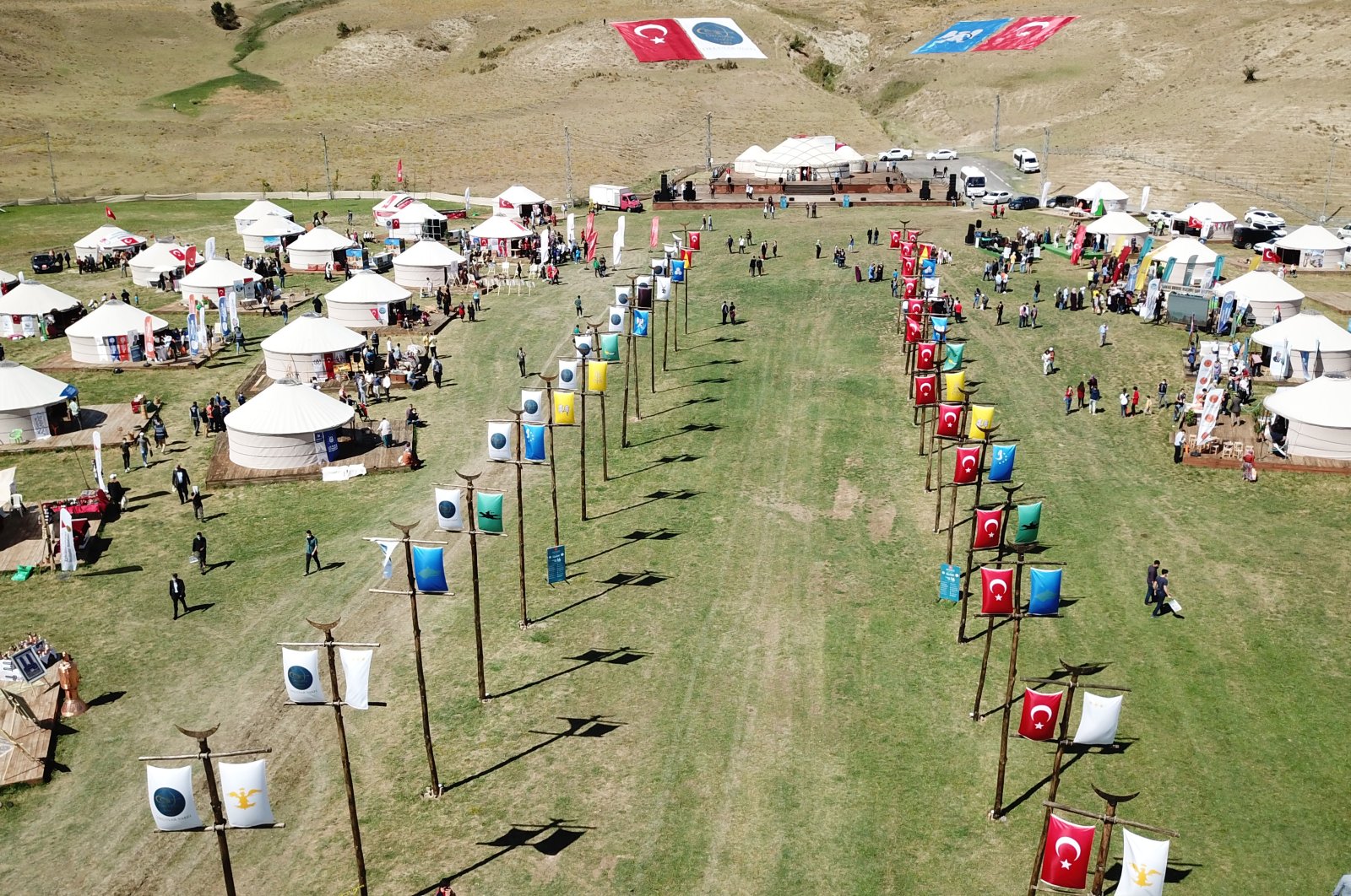 A view of yurts set up in Ahlat district where Sultan Alp Arslan camped before the battle, in Bitlis, eastern Turkey, Aug. 23, 2020. (AA Photo)