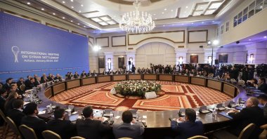 Delegations of Russia, Iran and Turkey hold talks on Syrian peace at a hotel in Astana, now known as Nur Sultan, Kazakhstan, Jan. 23, 2017. (AP File Photo)