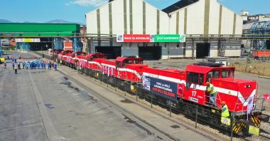 Domestically manufactured locomotives entered into service in the Kardemir facility in Karabük province, northern Turkey, Aug. 25, 2020. (AA Photo)