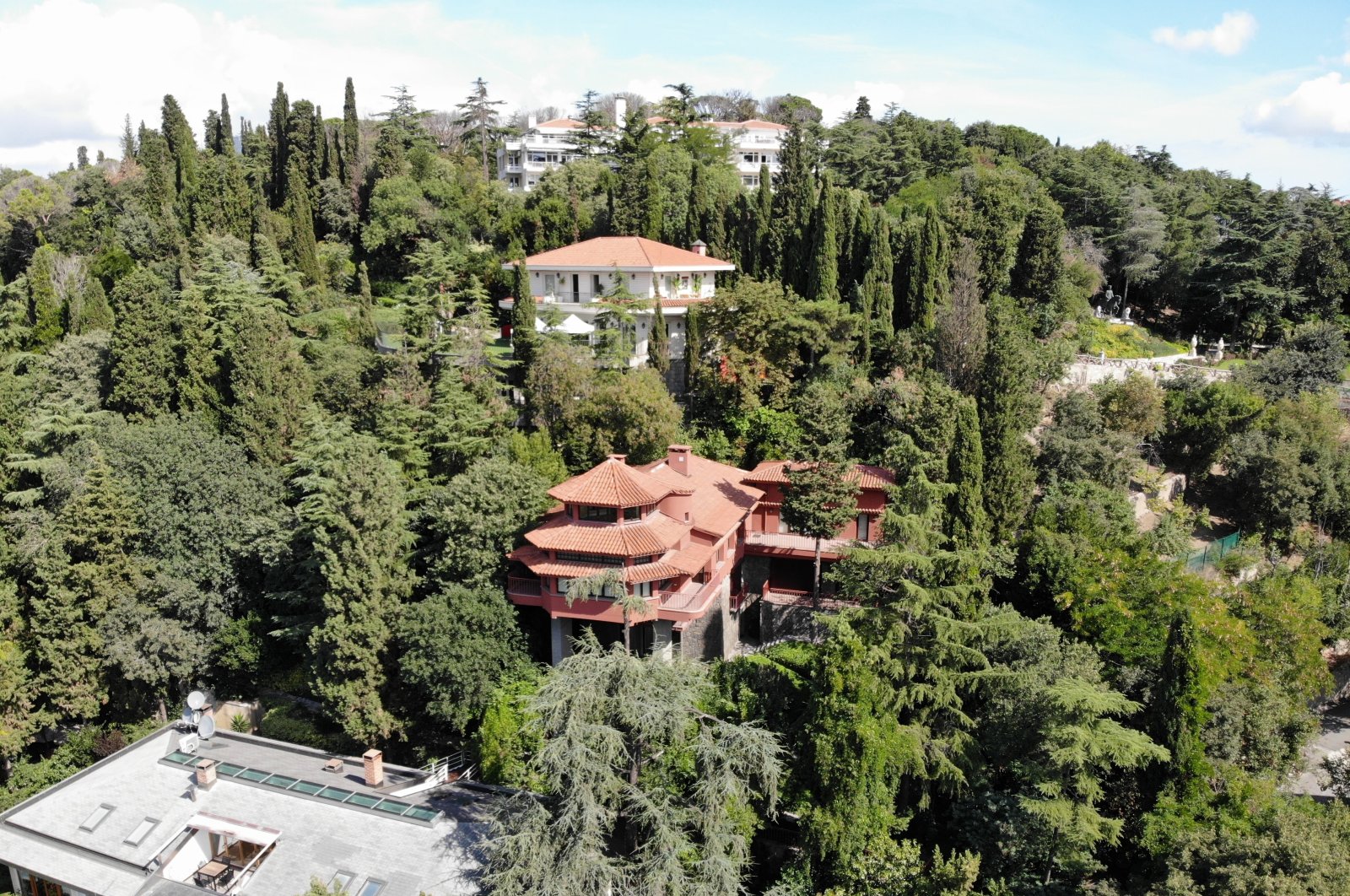 An aerial view of Bruno Taut’s Villa (C) in Istanbul, Aug. 26, 2020. (IHA Photo)
