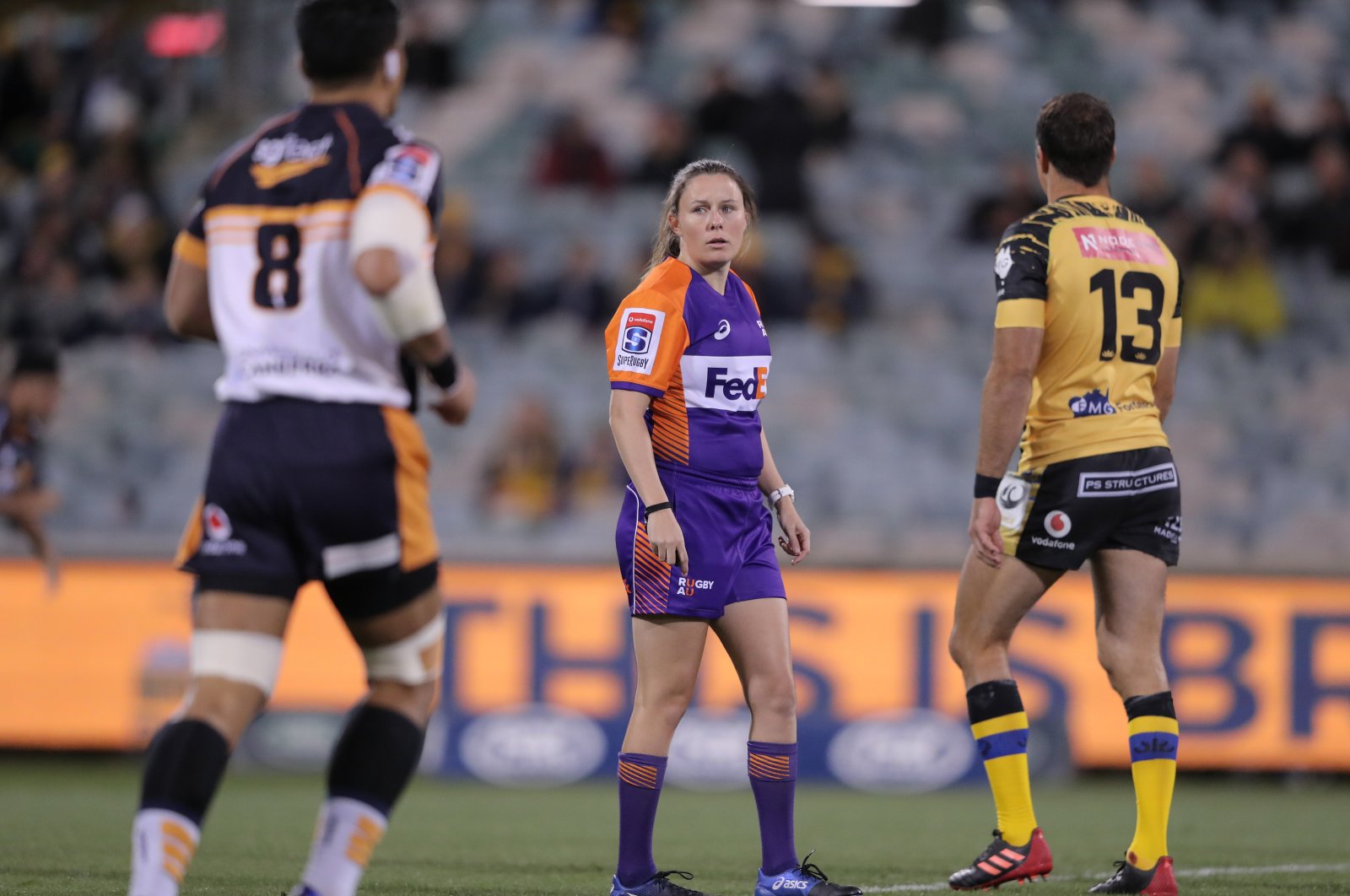 Referee Amy Perrett is seen during the round nine Super Rugby AU match between the Brumbies and the Western Force at GIO Stadium in Canberra, Australia, Aug. 28, 2020. (Photo by Getty Images)
