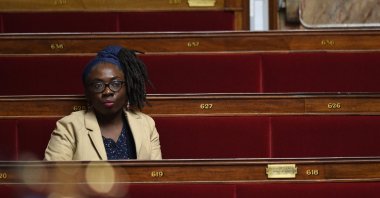French leftist party La France Insoumise (LFI) MP Daniele Obono during a session of questions to the government at the National Assembly in Paris, France on May 12, 2020. (Reuters Photo)