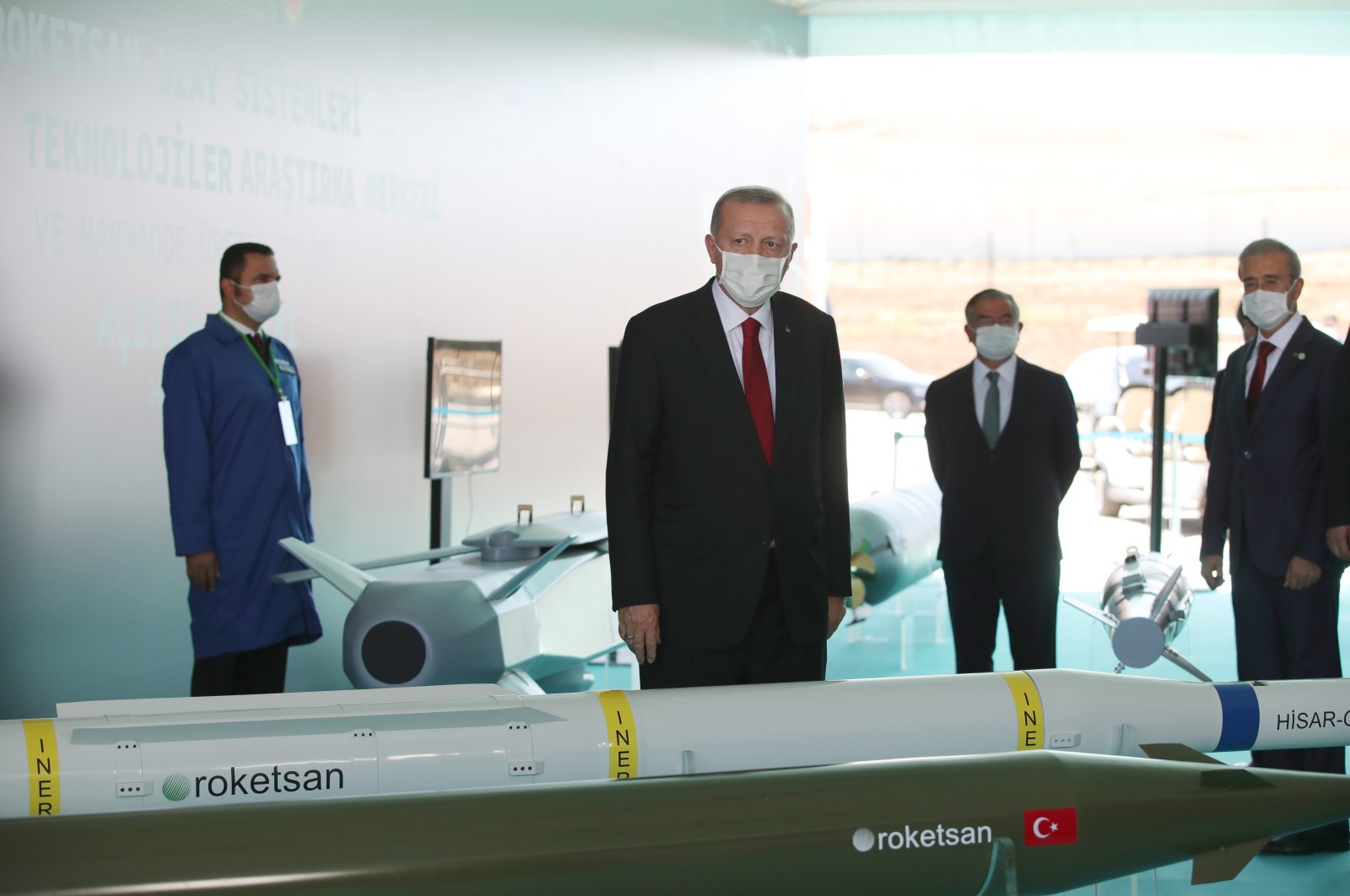 President Recep Tayyip Erdoğan visits Roketsan's Rocket Launch, Space Systems and Advanced Technologies Research Center in Ankara, Aug. 30, 2020. (AA Photo)
