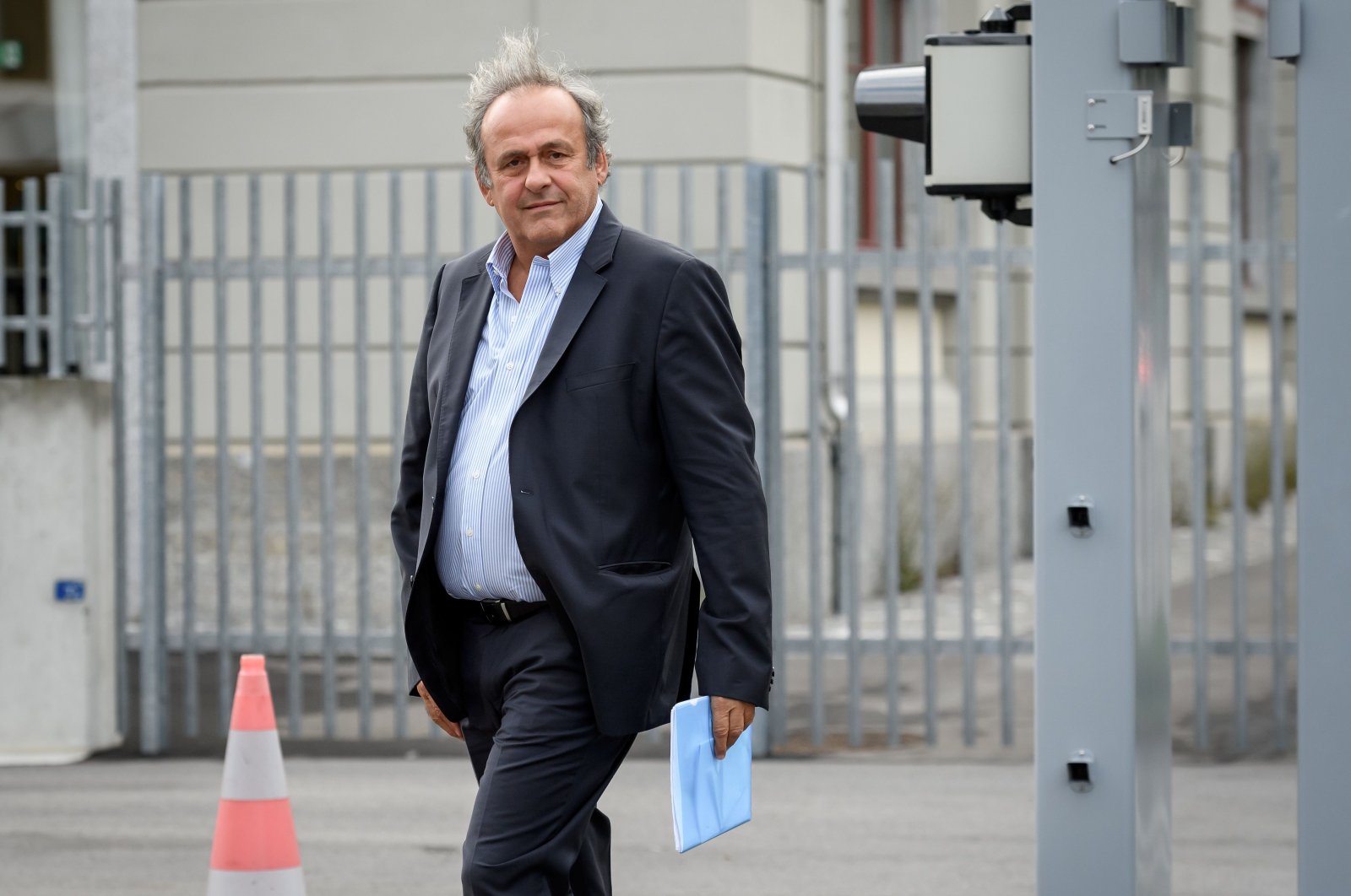 Former UEFA President Michel Platini arrives at the building of the Office of the Attorney General of Switzerland for a hearing, Bern, Switzerland, Aug. 31, 2020. (AFP Photo)