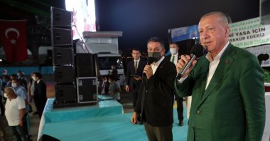 President Recep Tayyip Erdoğan speaking at an event in Giresun, Turkey, Aug. 31, 2020. (AA Photo)