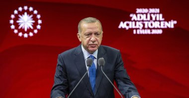 
President Recep Tayyip Erdoğan gives a speech at a new legal year ceremony in Ankara, Sept. 1, 2020. (AA)