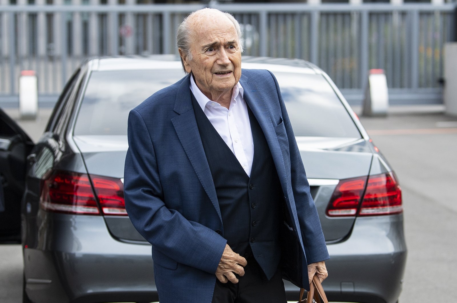Former FIFA president Sepp Blatter arrives for questioning in Bern, Switzerland, Sept. 1, 2020. (EPA Photo)