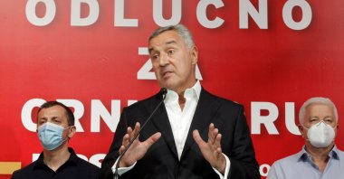 Montenegro's president and leader of the ruling Democratic Party of Socialists, Milo Djukanovic, speaks to the media after the general election in Podgorica, Montenegro, Aug. 30, 2020. (Reuters Photo)