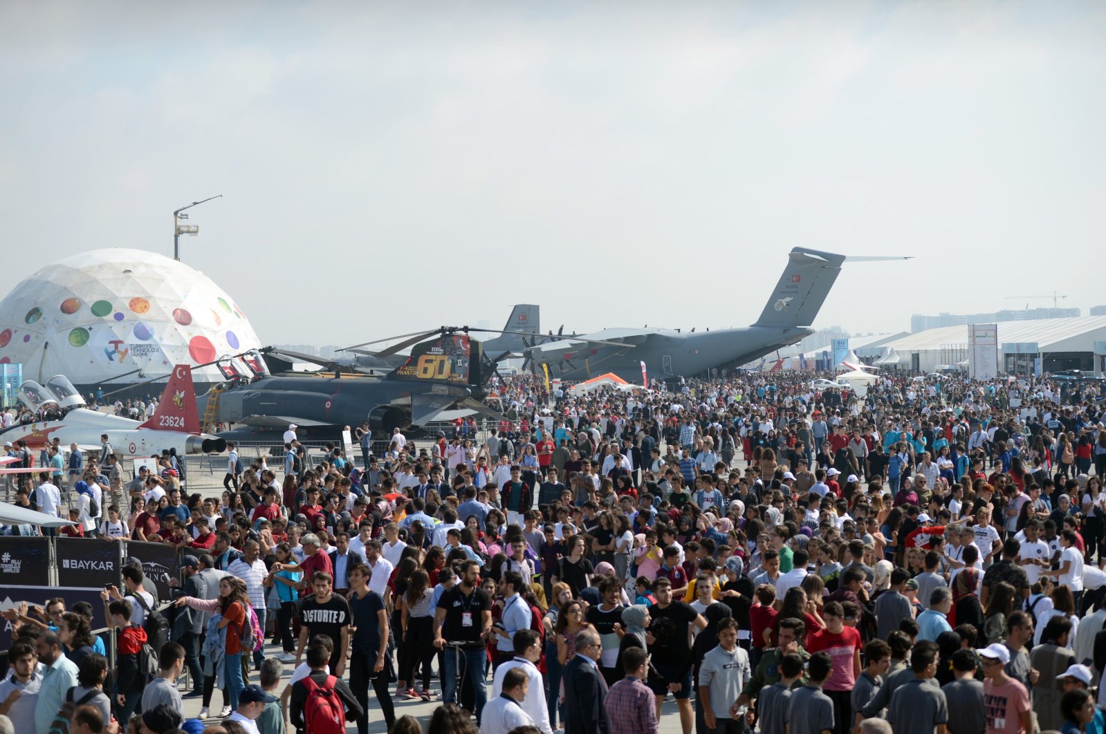 People are seen at Atatürk Airport on the sidelines of aerospace and tech festival Teknofest, Istanbul, Turkey, Sept. 18, 2019. (IHA Photo)
