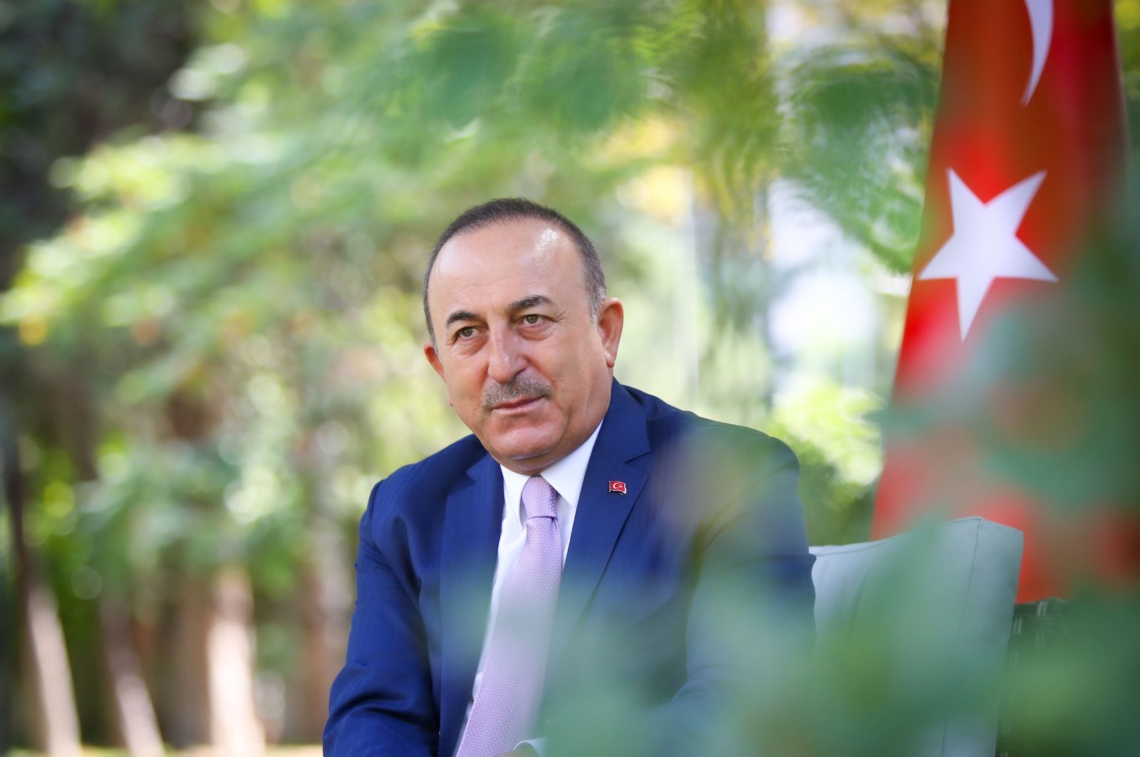 Foreign Minister Mevlüt Çavuşoğlu during an interview with Daily Sabah Ankara representative Nur Özkan Erbay, Sept.2, 2020 (Courtesy of the Foreign Affairs Ministry)