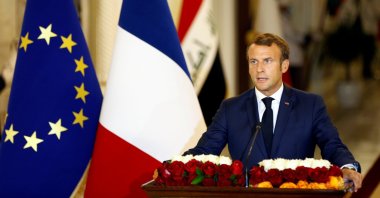 French President Emmanuel Macron speaks during a news conference, in Baghdad, Iraq, Sept. 2, 2020. (Reuters Photo)