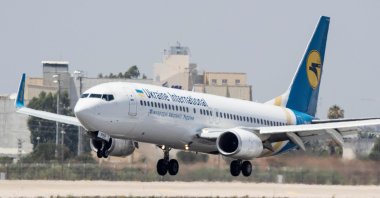 In this file photo taken on July 4, 2017 a Boeing 737-3E7 from Ukraine Int. Airlines lands at Israel's Ben Gurion International airport on the outskirts of Tel Aviv. (AFP Photo)