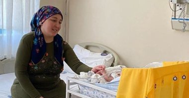 Derya Sert with her baby at the hospital in Antalya, southern Turkey, Sept. 4, 2020. (AA Photo)