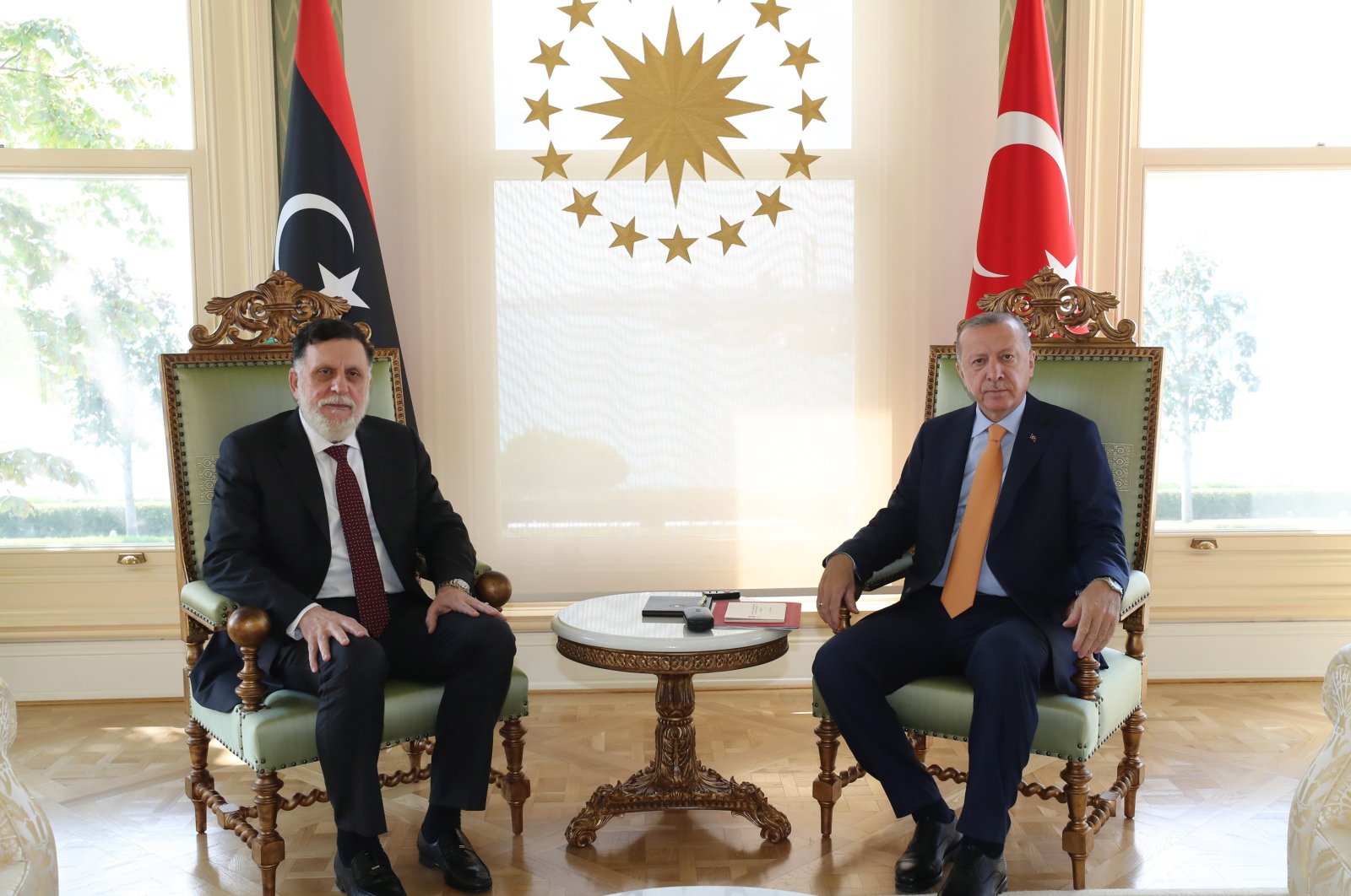 President Recep Tayyip Erdoğan receives Libya's Prime Minister Fayez Sarraj in Istanbul, Sep. 6, 2020. (AA Photo)