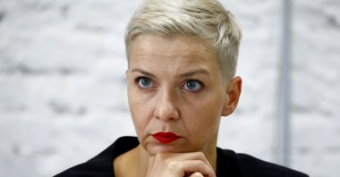 Politician and representative of the Coordination Council for members of the Belarusian opposition Maria Kolesnikova attends a news conference in Minsk, Belarus, Aug. 24, 2020. (Reuters Photo)