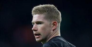 Manchester City's Kevin De Bruyne during the Carabao Cup Final against Aston Villa, Wembley Stadium, London, March 1, 2020. (REUTERS Photo)