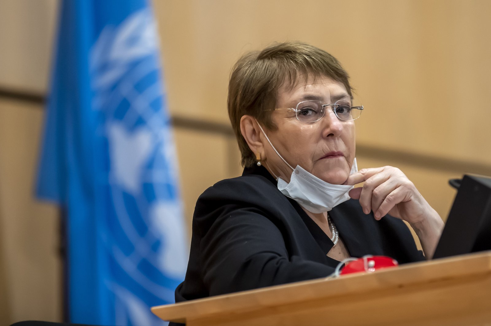 High Commissioner for Human Rights Michelle Bachelet attends a meeting of the Human Rights Council of the United Nations in Geneva, Switzerland, June 17, 2020. (AP Photo)