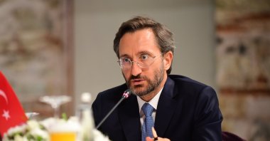 Fahrettin Altun, the head of Turkey's Communications Directorate, speaks during a meeting with Azerbaijani officials in Istanbul, Sept. 7, 2020. (AA Photo)