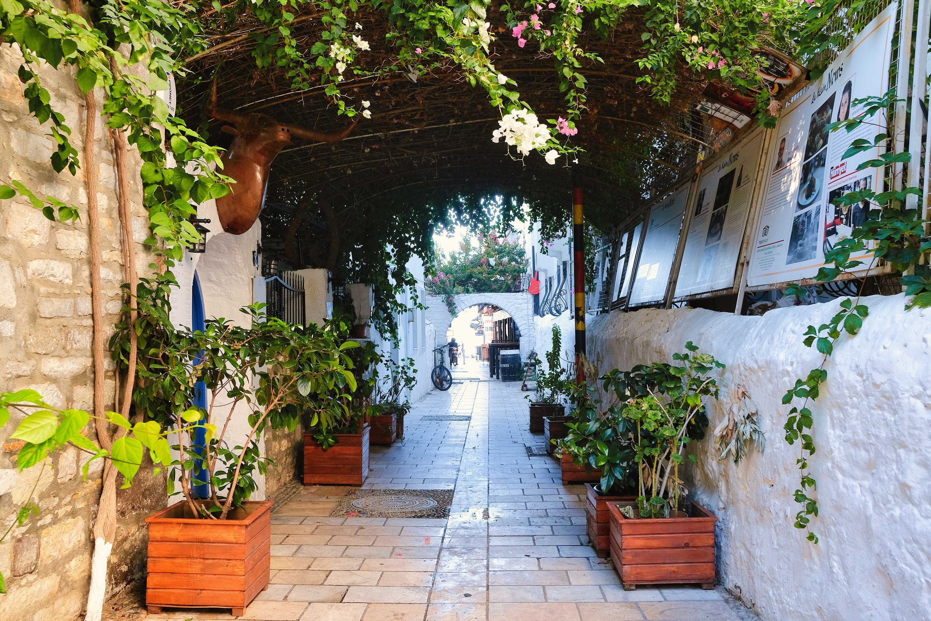 Wandering in the streets of Bodrum, lined with white houses, laidback bars, potted plants and vines of bougainvillea, is always free. (Shutterstock Photo)