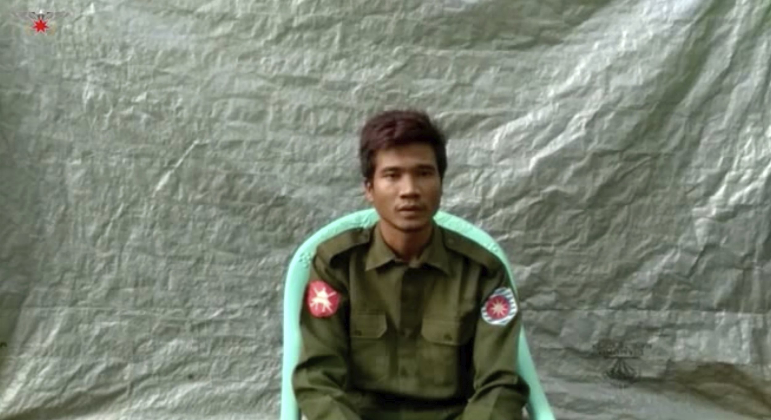 Private Zaw Naing Tun provides a video testimony from an undisclosed location somewhere in Myanmar on July 8, 2020. (Arakan Army Photo via AP)